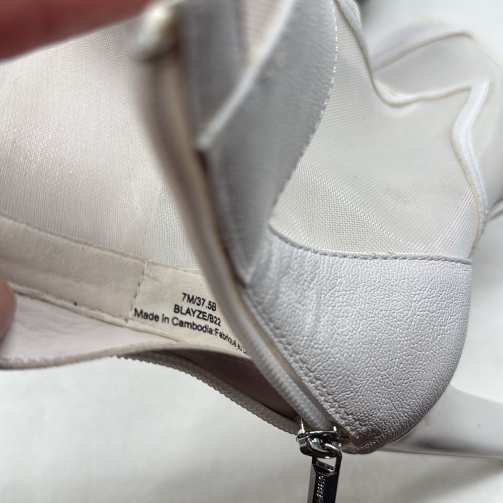 Karl Lagerfeld White Mesh Open-Toe Ankle Booties with Crystal Strap - Picture 14 of 14